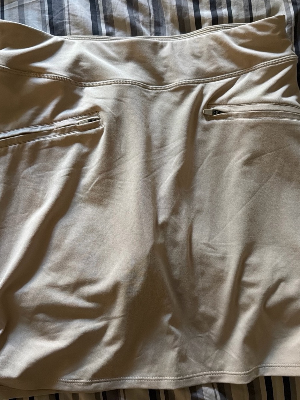 Cream Athletic Skort with Zipper Pockets